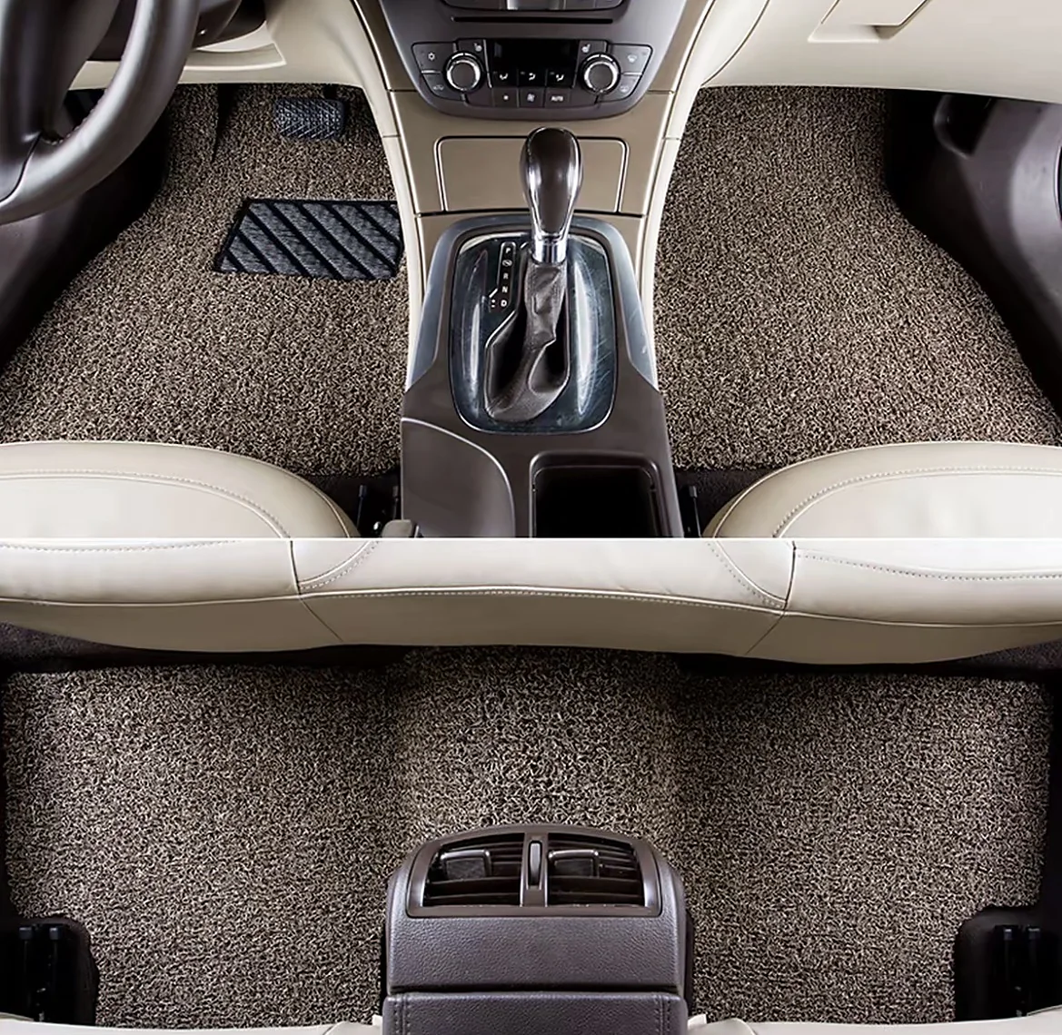 Beige PVC coil car mat
